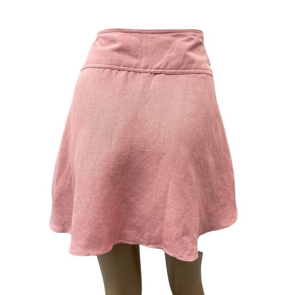 Free People Pink Higher Ground A-Line Skirt Linen Blend Flowy Belted Waist M* - Picture 4 of 14
